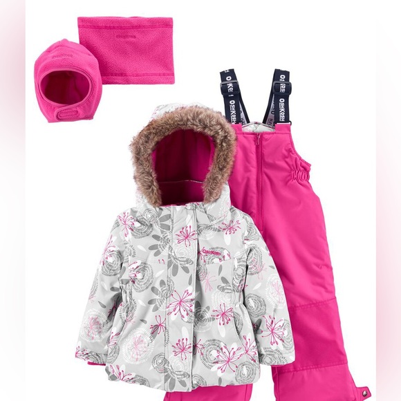 Pink and gray snowsuit, as shown in first slide but all the pieces like 2nd pic - Picture 2 of 3